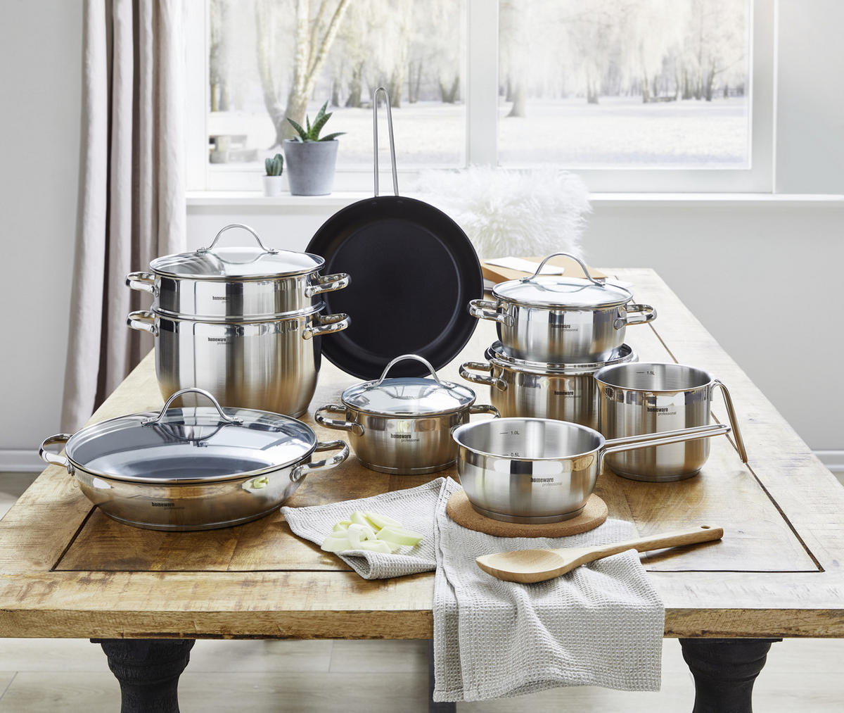 SET DE OALE 9 piese  - străveziu/culoare inox, Konventionell, sticlă/metal - Homeware Profession.