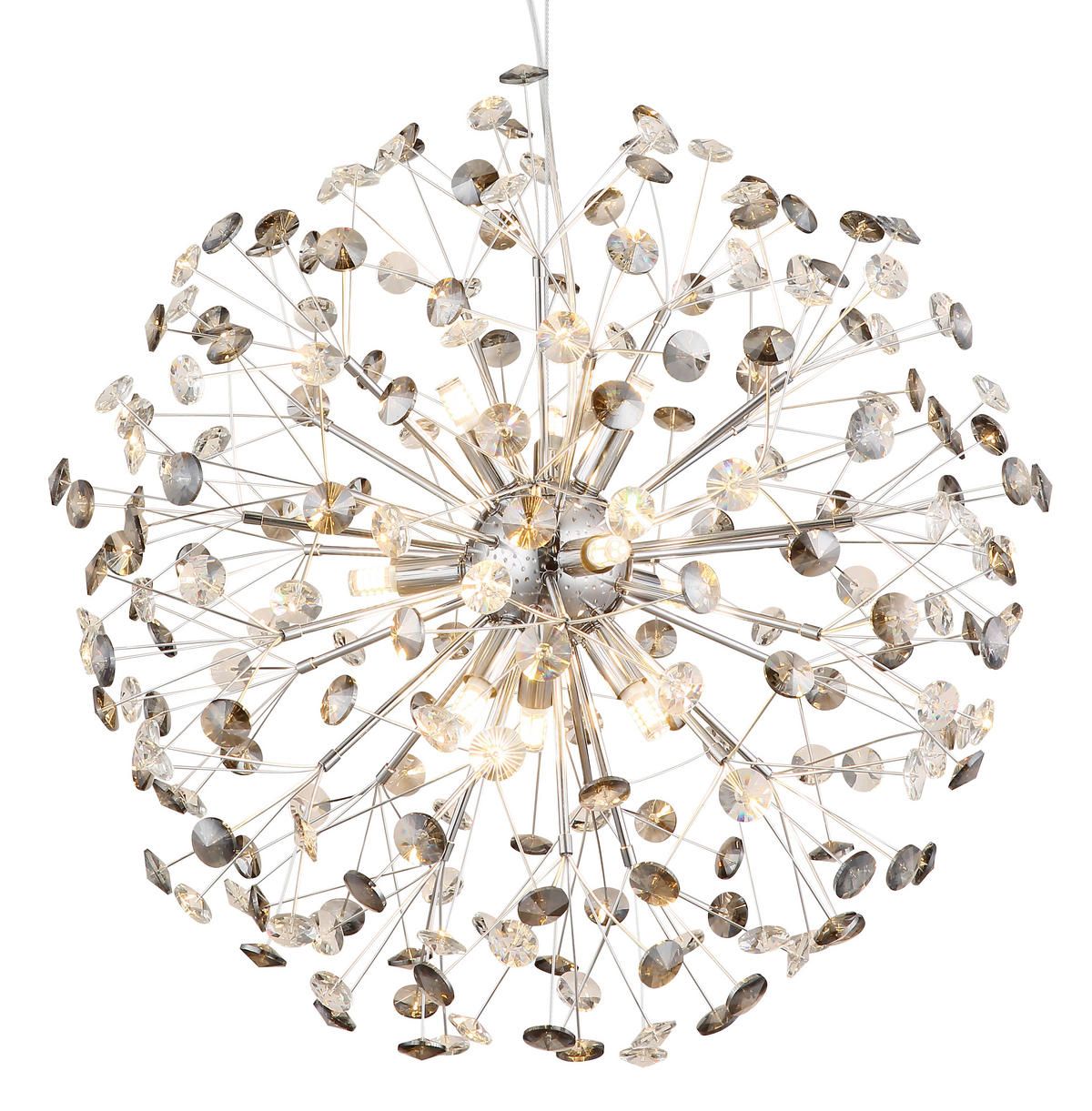 KŘIŠŤÁLOVÉ ZÁVĚSNÉ SVÍTIDLO, 60/150 cm  - šedá/průhledné, Lifestyle, kov/plast (60/150cm) - Globo