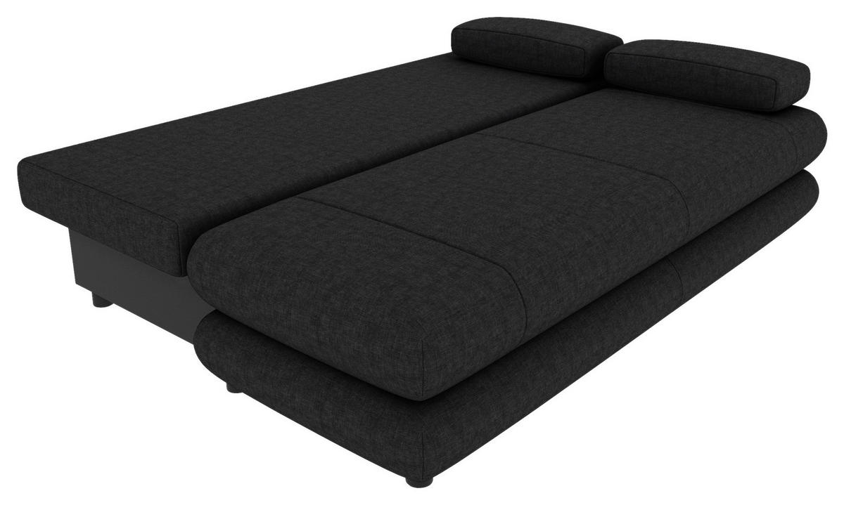 SCHLAFSOFA  mit Liegefunktion, Rücken echt Mikrofaser Anthrazit  - Anthrazit/Schwarz, KONVENTIONELL, Kunststoff/Textil (212/93/90cm) - Carryhome