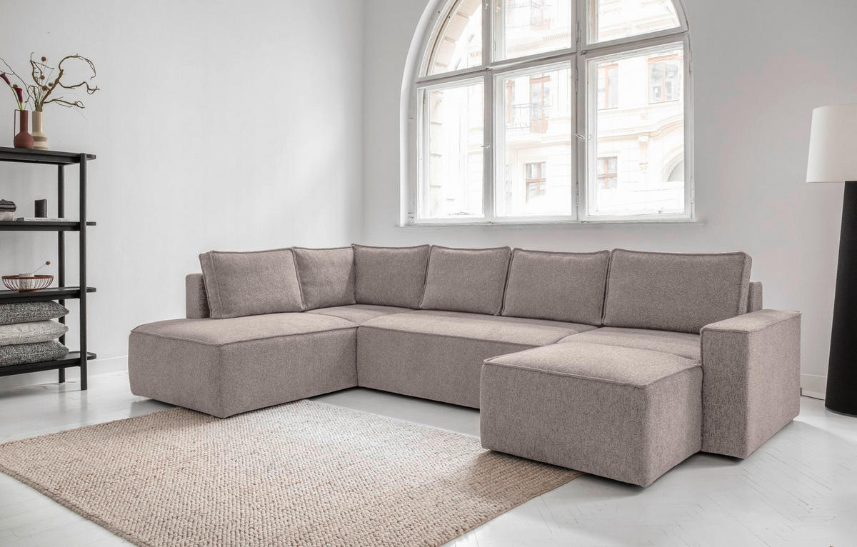 WOHNLANDSCHAFT in Grau, Weiss  - Weiss/Grau, Design, Kunststoff/Textil (194/322/156cm) - MID.YOU