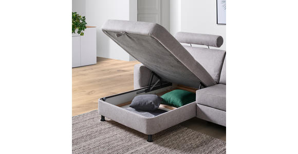 ECKSOFA in Webstoff Platinfarben  - Platinfarben/Schwarz, Design, Kunststoff/Textil (257/165cm) - Xora