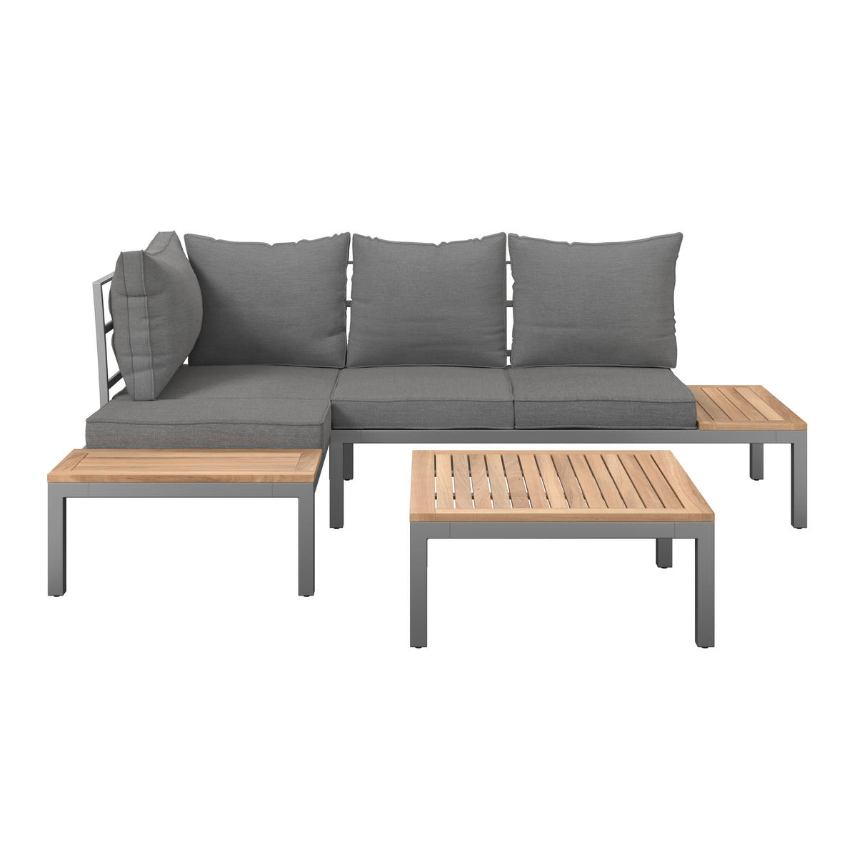 LOUNGEGARNITUR  138/207 cm  vollmassiv Stahl  - Braun/Grau, MODERN, Holz/Metall (138/207cm) - Ambia Garden