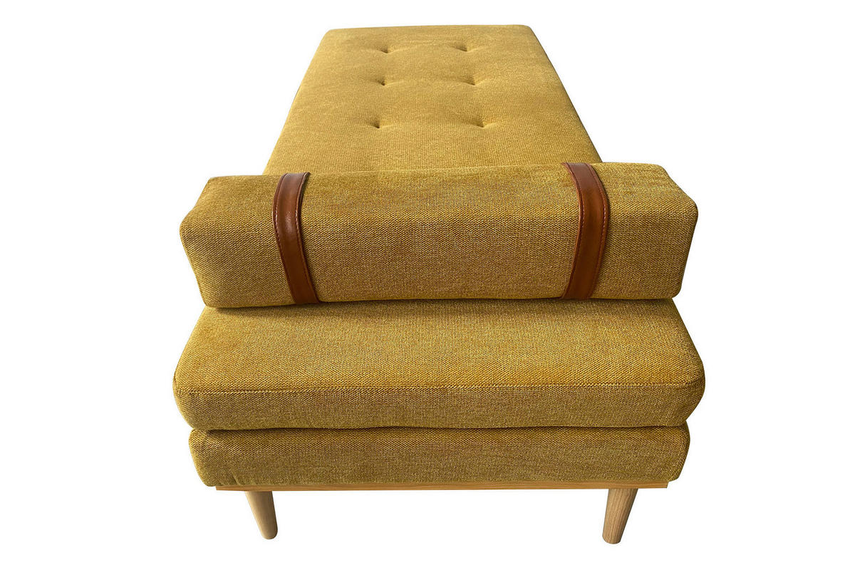 CHAISELONGUE Struktur Gelb  - Gelb/Naturfarben, MODERN, Holz/Textil (180/42/75cm) - Livetastic