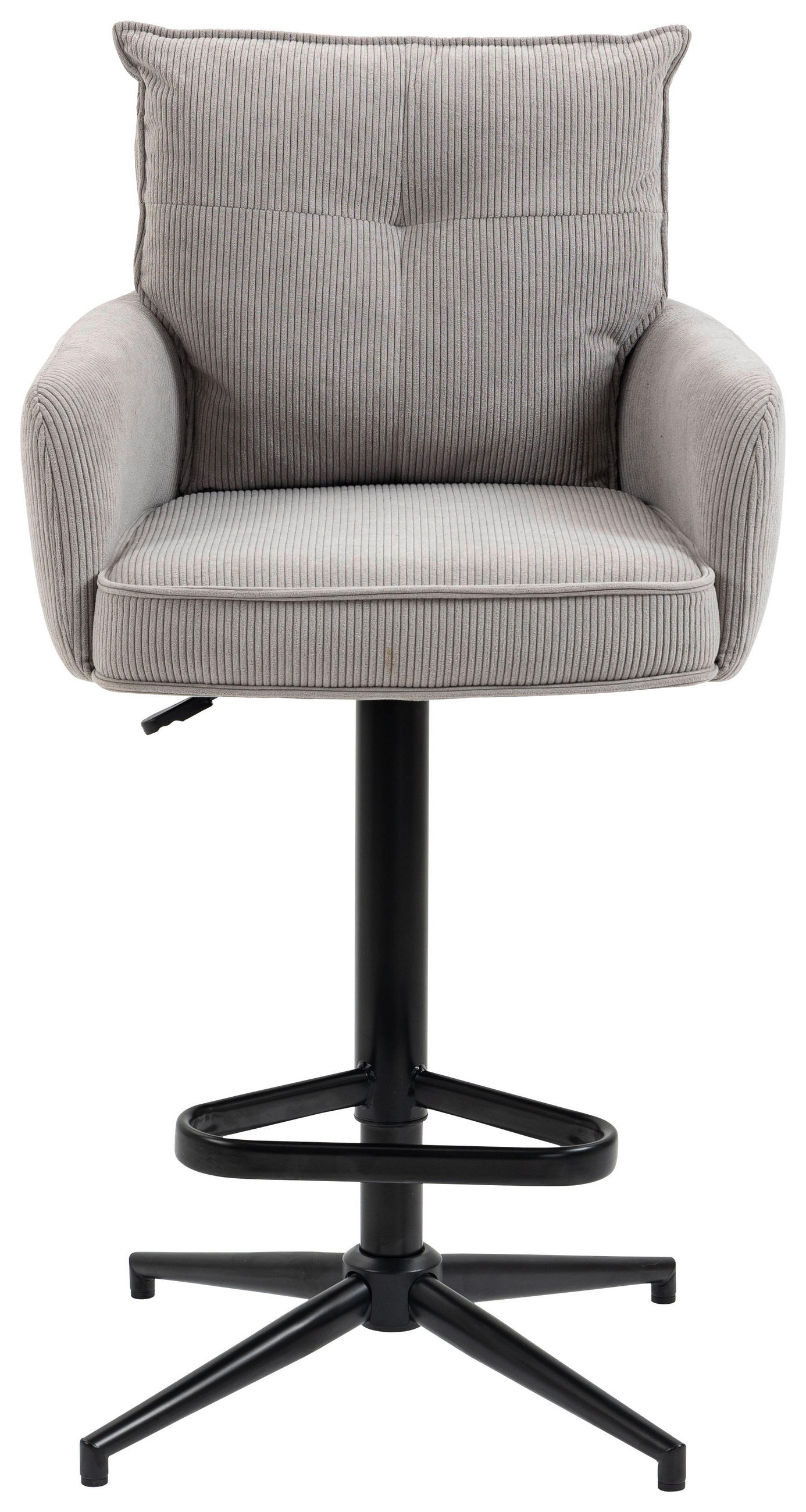BARHOCKER Cord Taupe Eisen Stoffauswahl, Sitzfläche 360° drehbar, inklusive Armlehnen  - Taupe/Schwarz, Design, Textil/Metall (54/98-120/58cm) - Novel