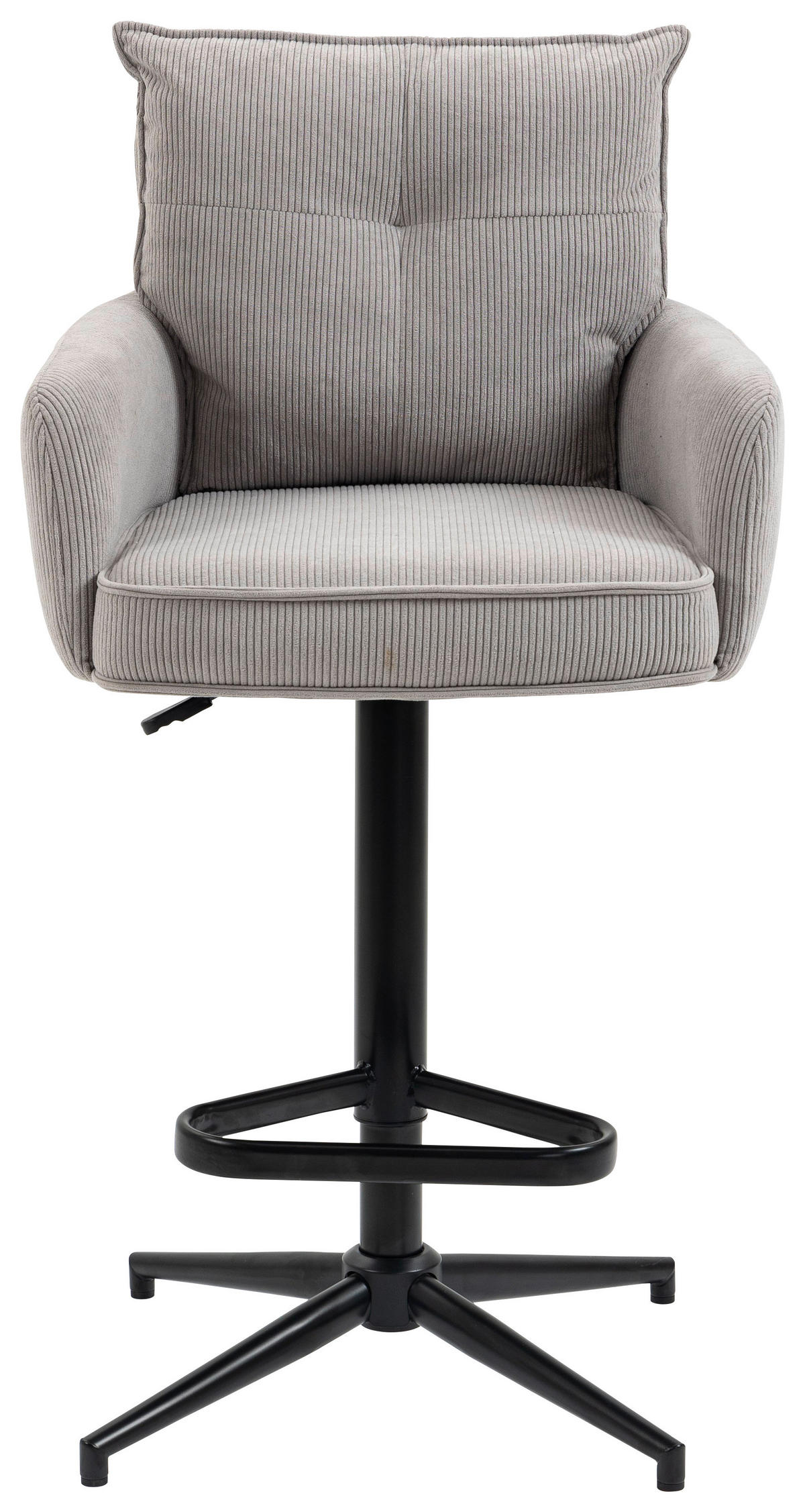 BARHOCKER Cord Taupe Eisen Stoffauswahl, Sitzfläche 360° drehbar, inklusive Armlehnen  - Taupe/Schwarz, Design, Textil/Metall (54/98-120/58cm) - Novel