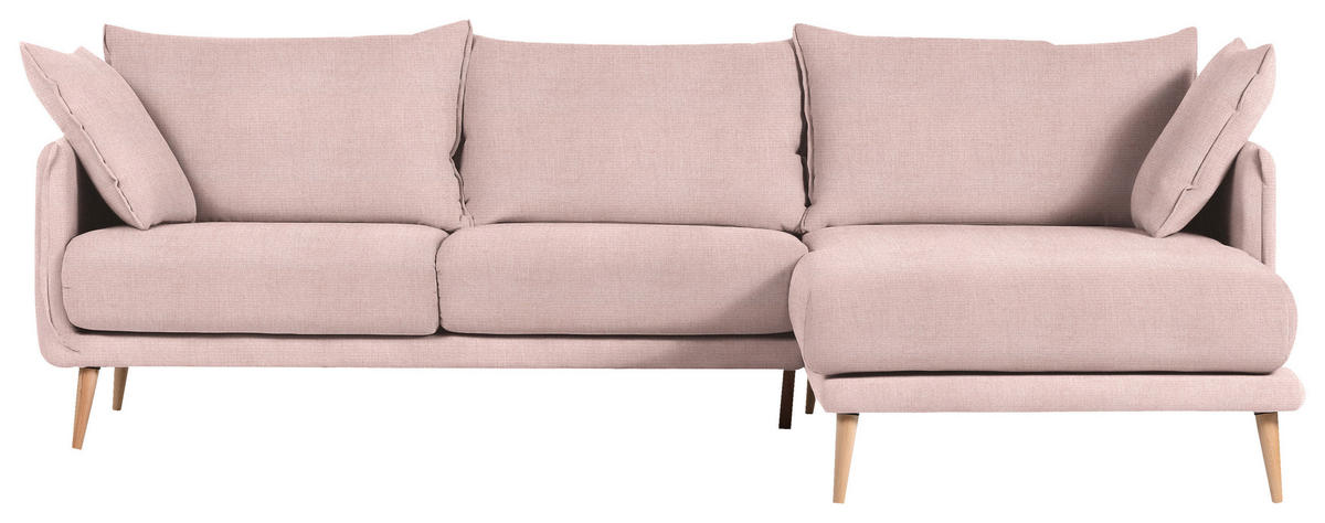 ECKSOFA in Mikrofaser Rosa  - Buchefarben/Rosa, Design, Holz/Textil (270/160cm) - MID.YOU
