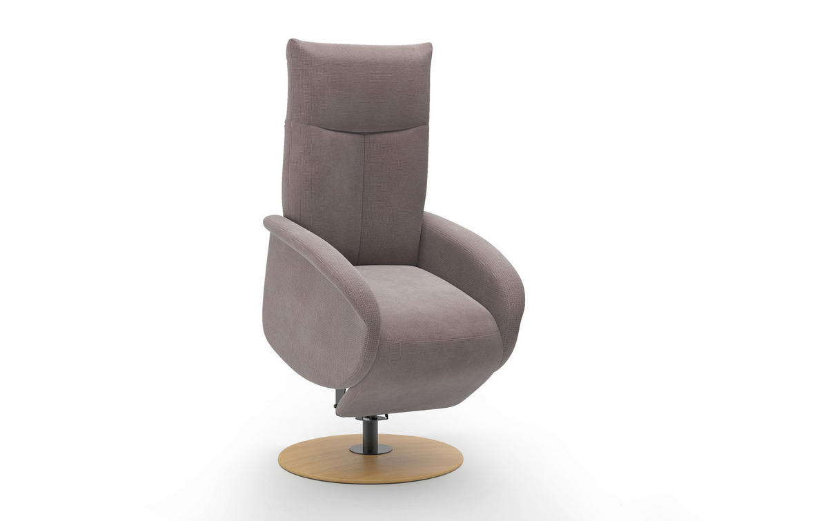 RELAXSESSEL GLENDALE E Flachgewebe Kopfteilverstellung, Rücken echt    - Taupe/Eichefarben, KONVENTIONELL, Holzwerkstoff/Textil (75/112/82cm) - Sit & More