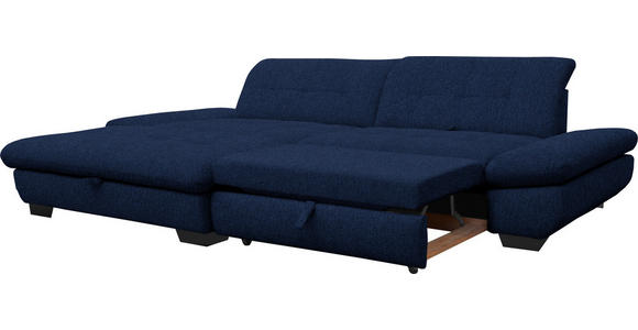 ECKSOFA in Mikrofaser Blau  - Blau/Schwarz, Design, Textil/Metall (198/290cm) - Xora