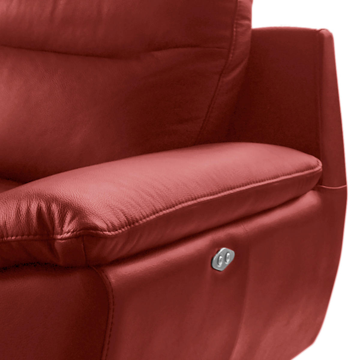 2-SITZER-SOFA 178/95/96 cm PERLE in Echtleder Dunkelrot   - Chromfarben/Dunkelrot, Design, Leder/Metall (178/95/96cm) - Livetastic