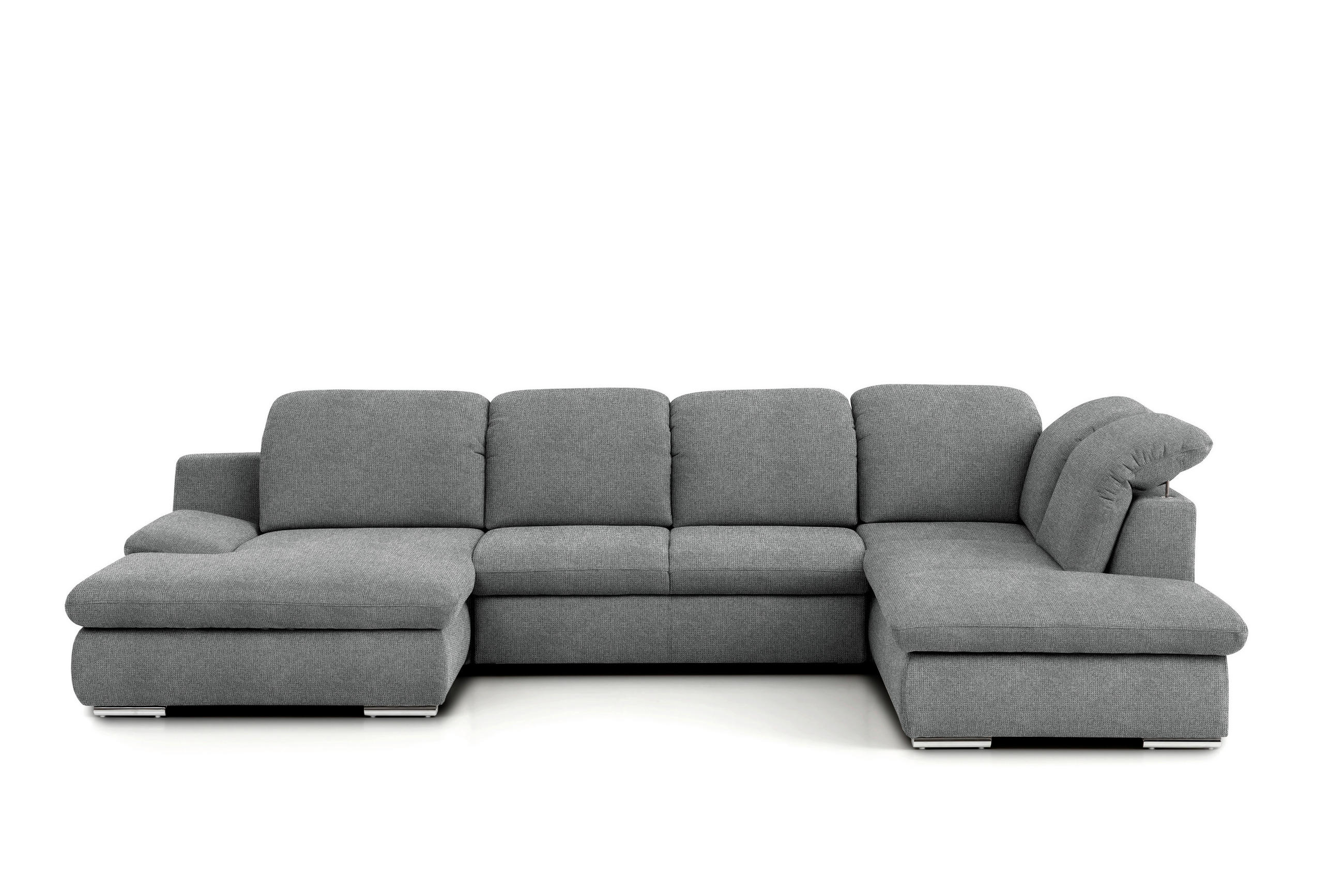 WOHNLANDSCHAFT Dunkelgrau Chenille - Chromfarben/Dunkelgrau, Design, Textil/Metall (165/353/212cm) - Livetastic