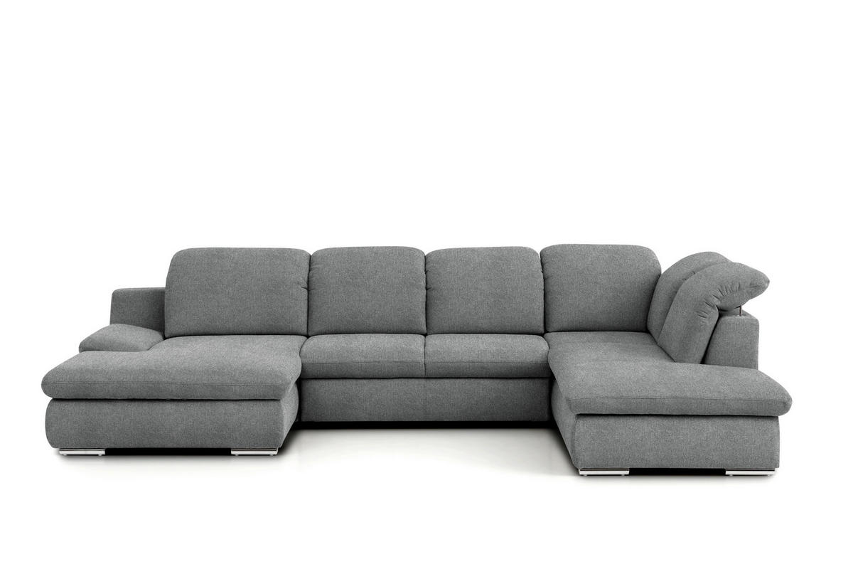 WOHNLANDSCHAFT in Chenille Dunkelgrau  - Chromfarben/Dunkelgrau, Design, Textil/Metall (165/353/212cm) - Livetastic