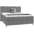 BOXSPRINGBETT 160/200 cm in Grau - Chromfarben/Grau, KONVENTIONELL, Kunststoff/Textil (160/200cm) - Voleo