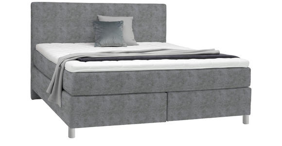 BOXSPRINGBETT 160/200 cm in Grau - Chromfarben/Grau, KONVENTIONELL, Kunststoff/Textil (160/200cm) - Voleo