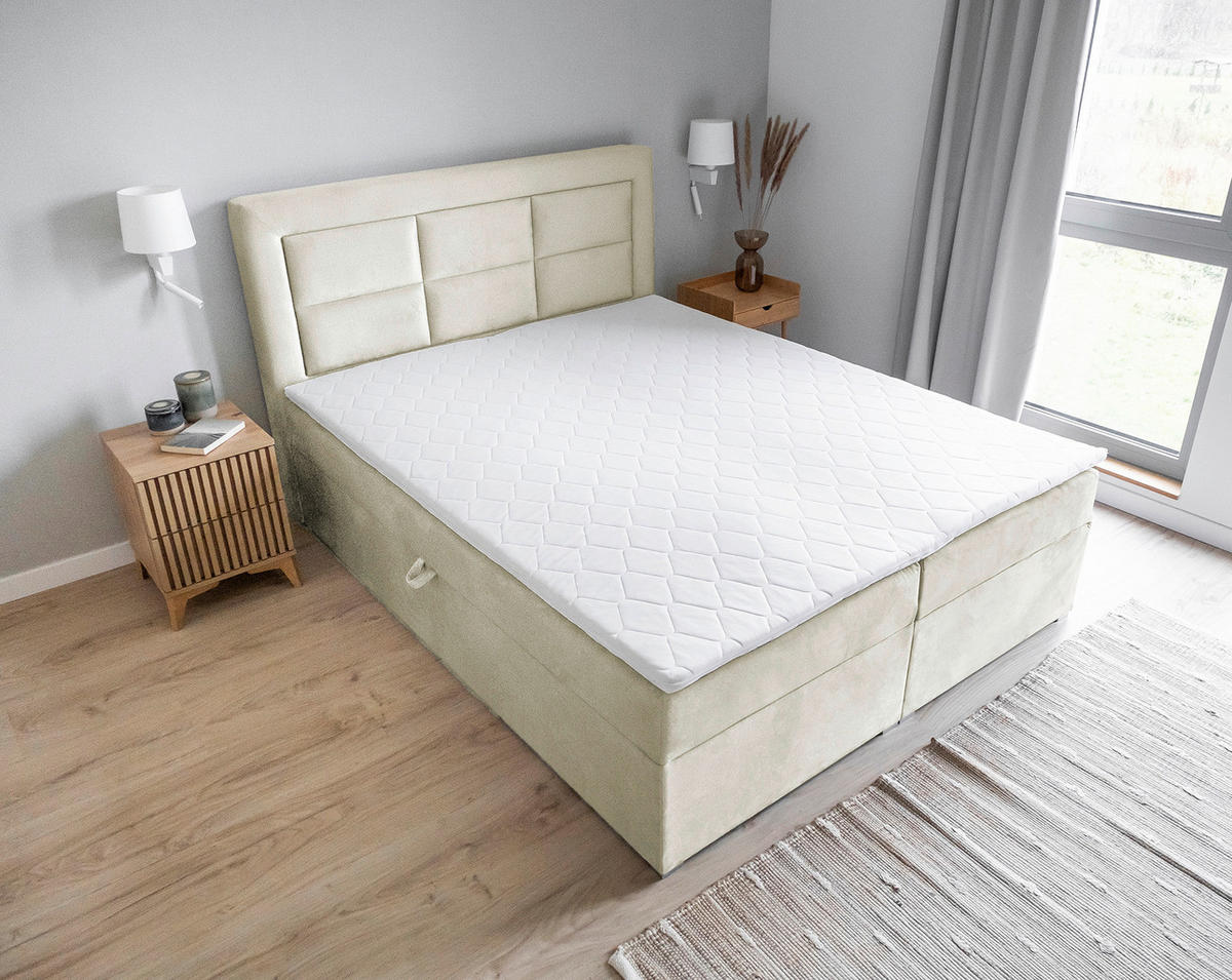 BOXBETT 180/200 cm  in Creme  - Silberfarben/Creme, MODERN, Holz/Kunststoff (180/200cm) - MID.YOU