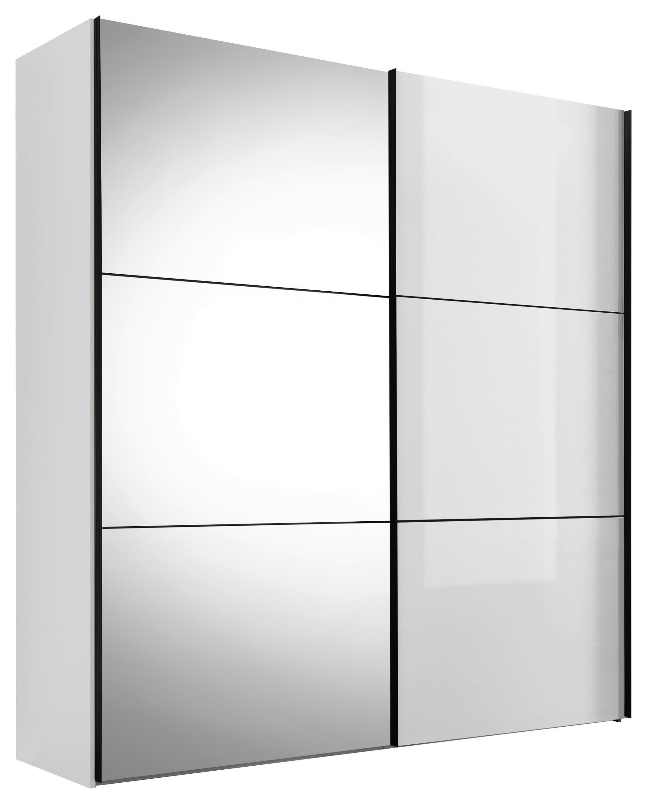 SCHWEBETÜRENSCHRANK 167/222/68 cm 2-türig Weiß  - Schwarz/Weiß, KONVENTIONELL, Glas/Holzwerkstoff (167/222/68cm) - Moderano