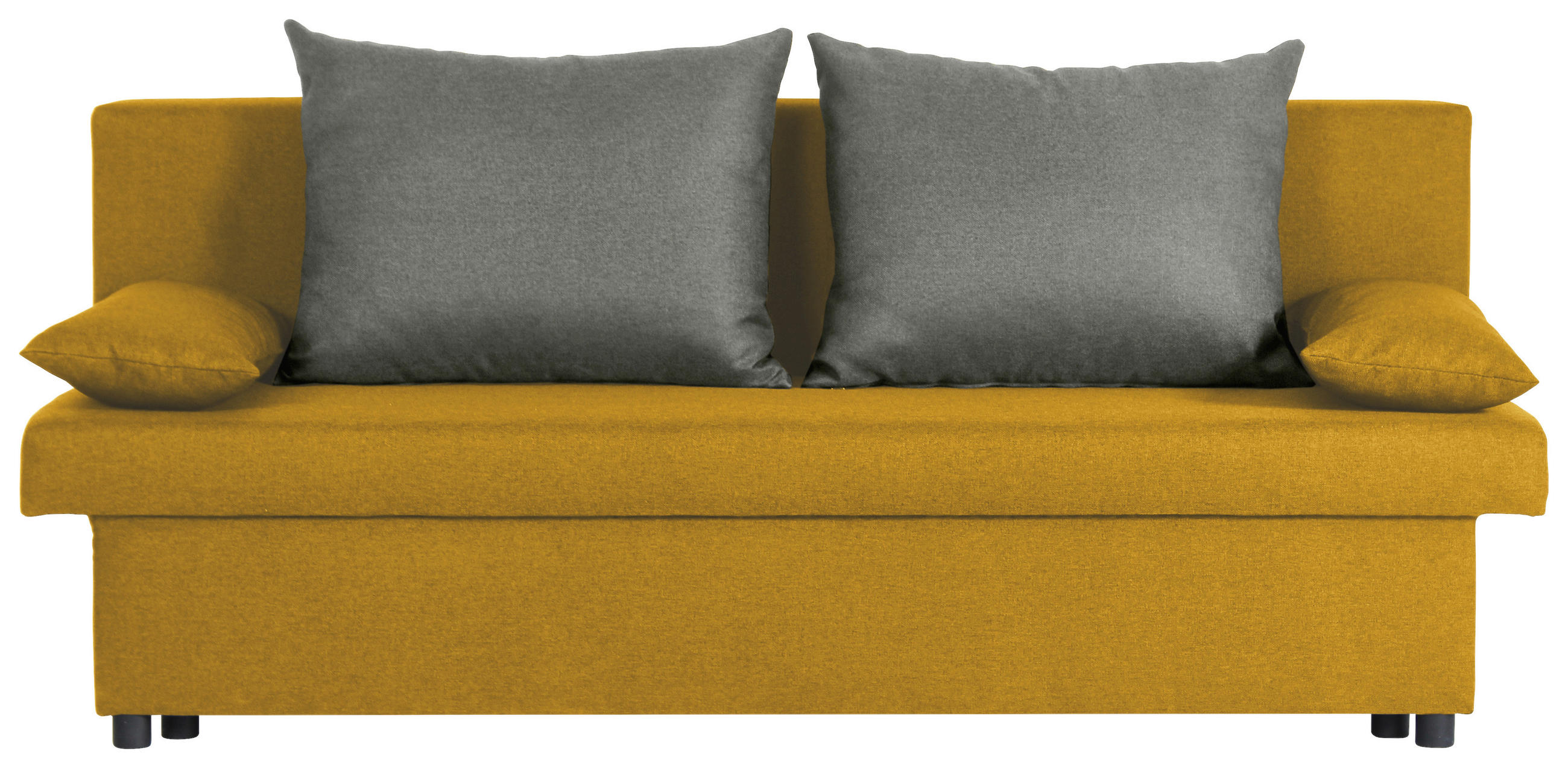 SCHLAFSOFA NEO Webstoff Gelb, Grau  inkl. Rückenkissen, Armlehnenkissen, Bettkasten  - Gelb/Schwarz, Basics, Kunststoff/Textil (192/82/82cm) - P & B