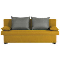 SCHLAFSOFA NEO Webstoff Gelb, Grau  inkl. Rückenkissen, Armlehnenkissen, Bettkasten  - Gelb/Schwarz, Basics, Kunststoff/Textil (192/82/82cm) - P & B