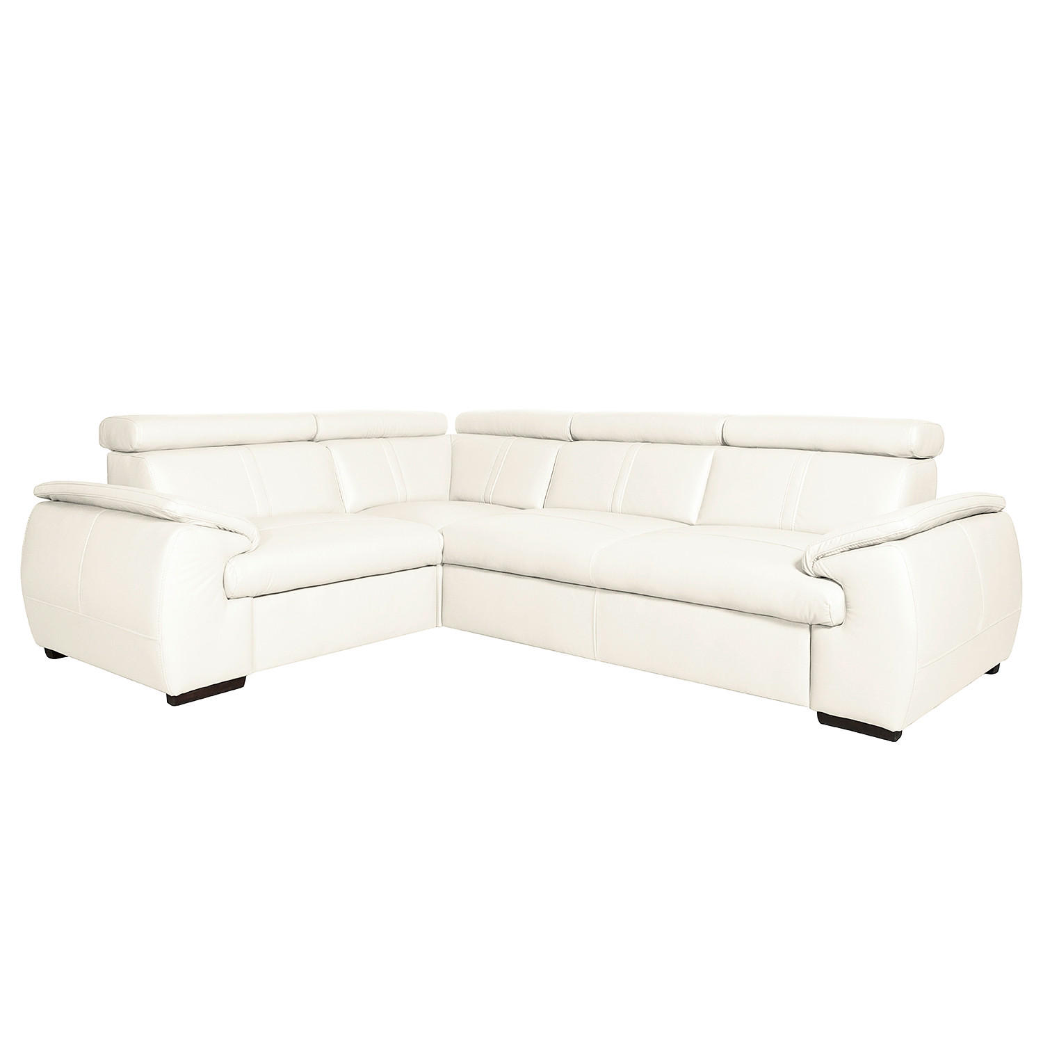 ECKSOFA Weiß Echtleder  - Wengefarben/Weiß, Design, Leder/Holz (193/265cm) - Livetastic