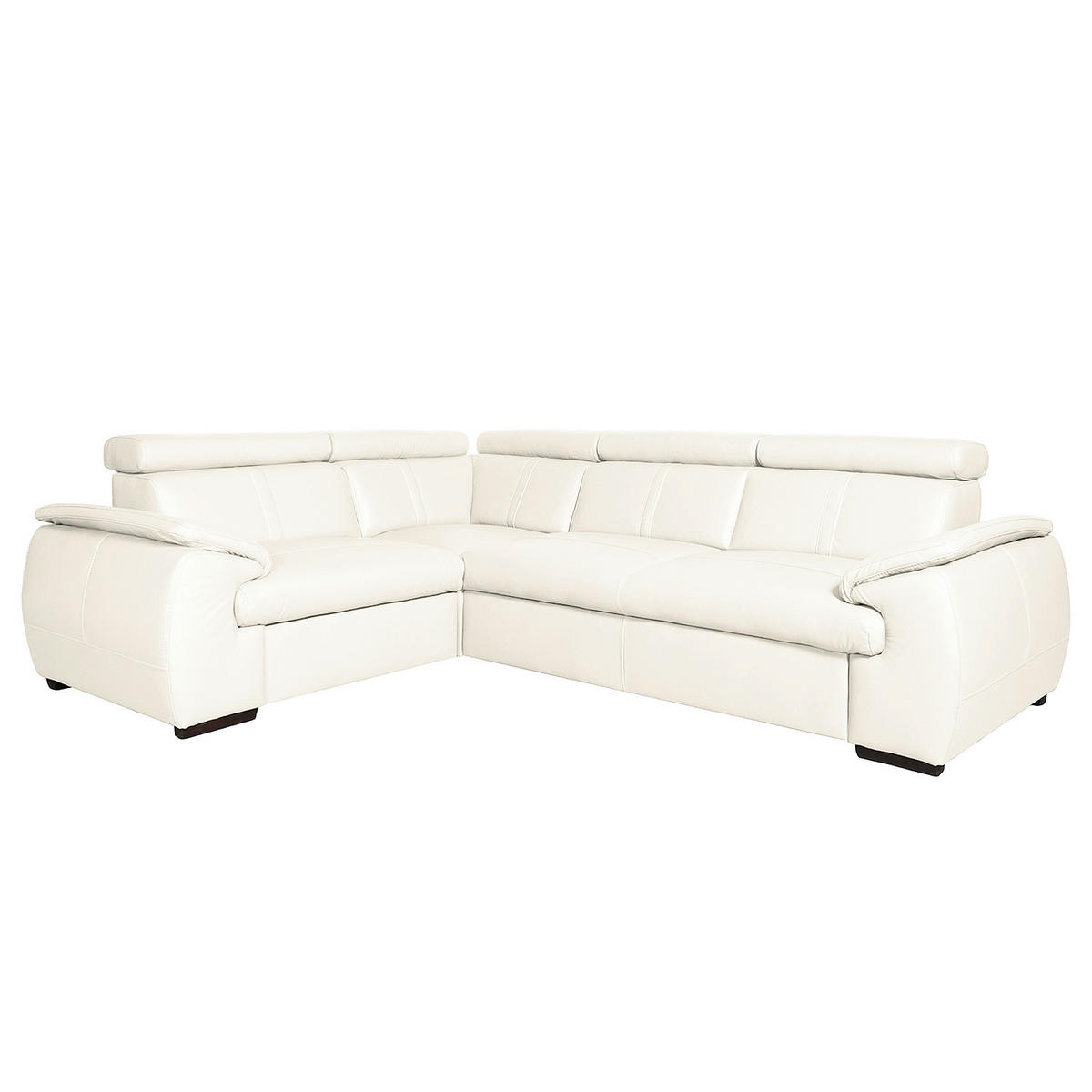 ECKSOFA Weiß Echtleder  - Wengefarben/Weiß, Design, Leder/Holz (193/265cm) - Livetastic