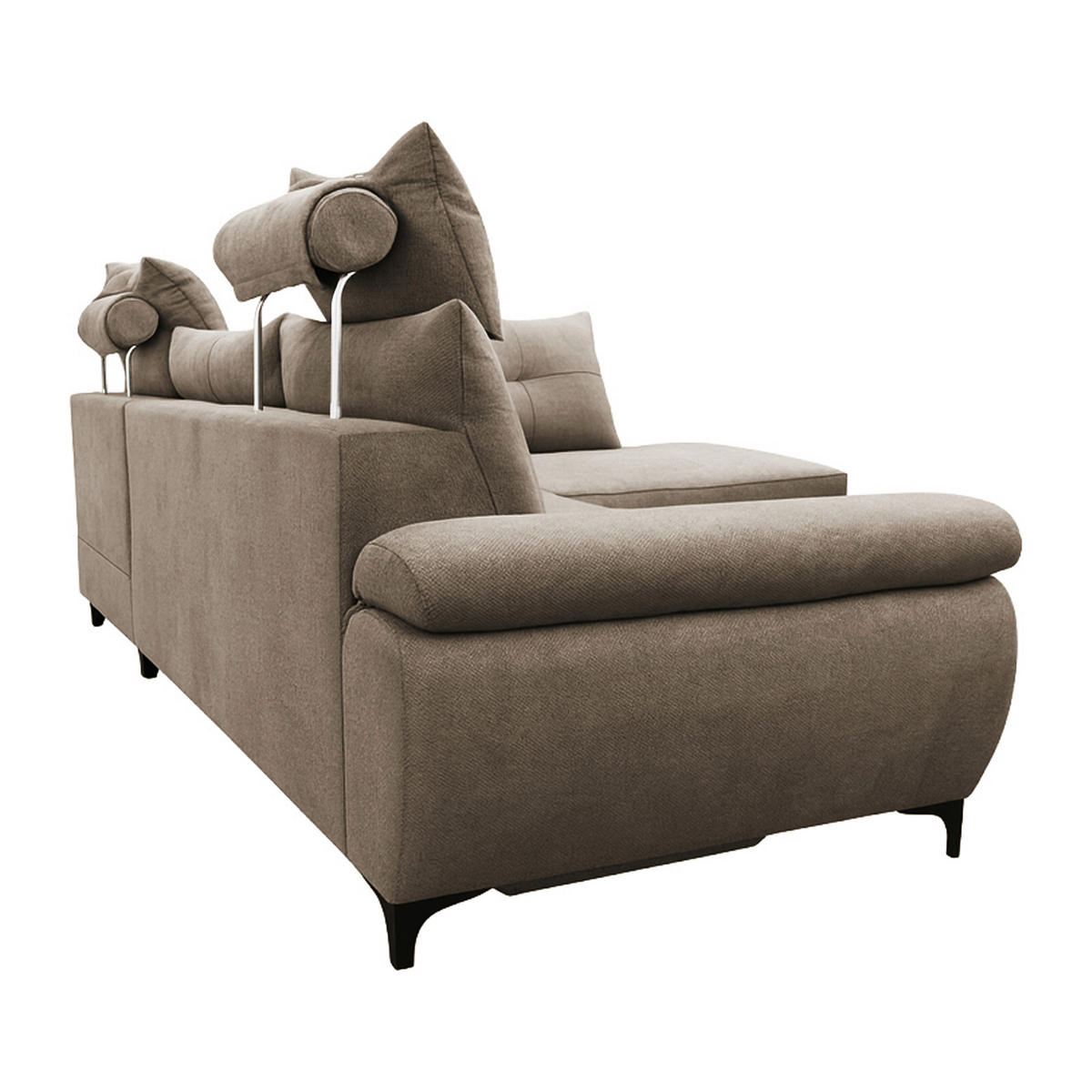 ECKSOFA SOLEI Taupe Chenille Zierkissen, Bettkasten, Kopfstütze  - Taupe/Schwarz, Design, Kunststoff/Textil (265/203cm) - MID.YOU