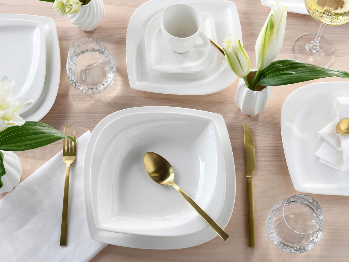 KOMBINOVANÁ SOUPRAVA, 30dílné, porcelán - bílá, keramika - Creatable