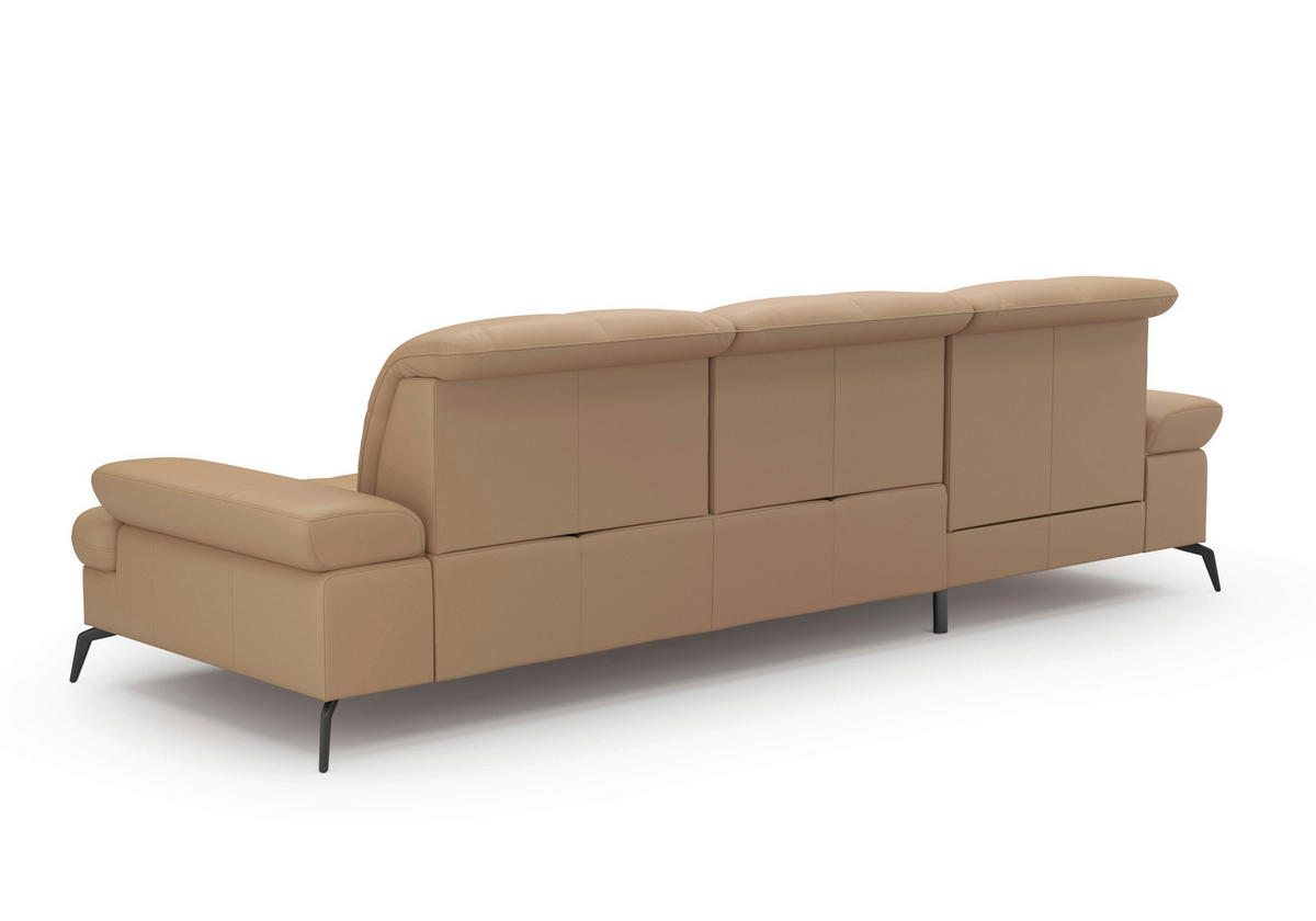 ECKSOFA in Echtleder Cappuccino  - Schwarz/Cappuccino, Konventionell, Leder/Metall (185/279cm) - Sit & More