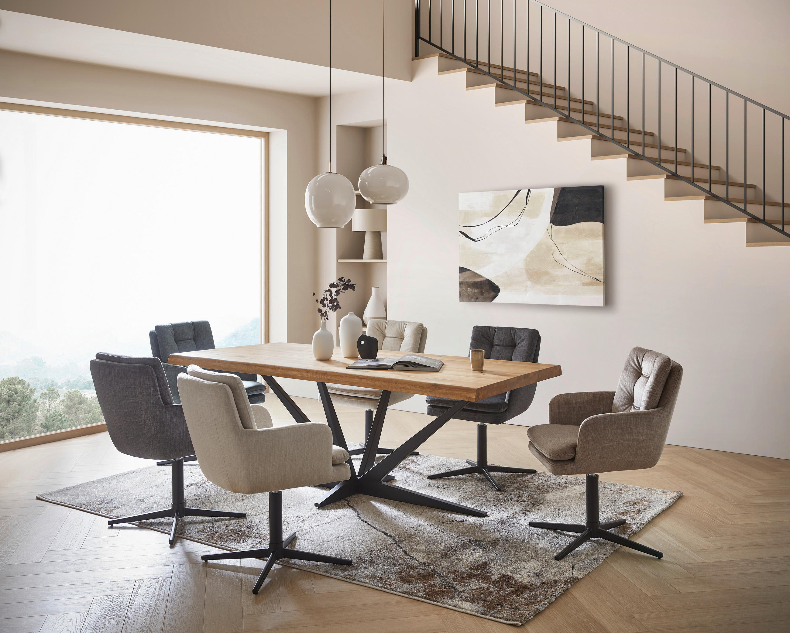 SCAUN CU BRAțE in negru, gri  - negru/gri, Design, metal/textil (60/88/67cm) - Novel