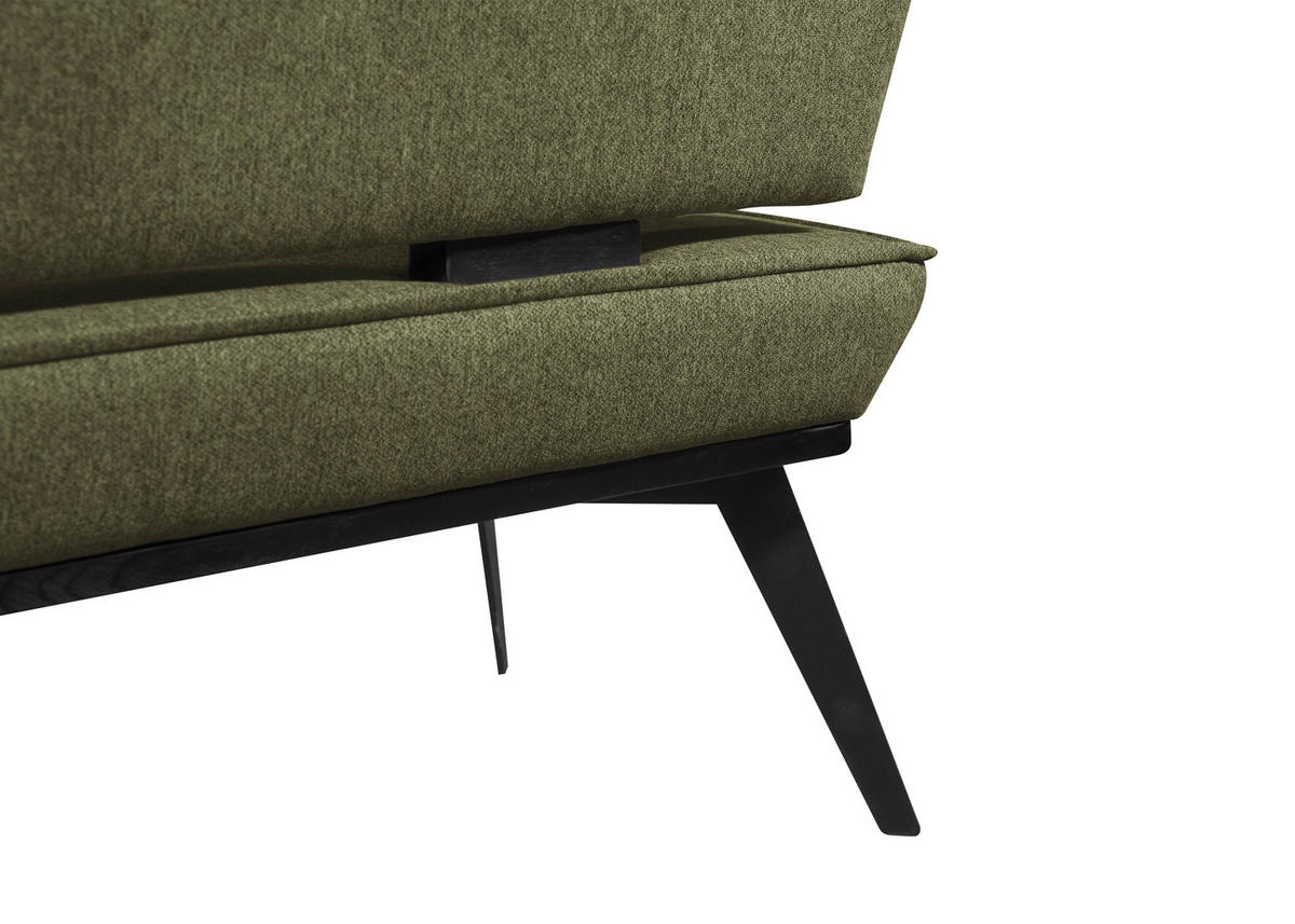 ECKBANK 195/165 cm Webstoff Schwarz, Olivgrün Buche massiv   - Schwarz/Olivgrün, Basics, Holz/Textil (195/165cm) - Carryhome