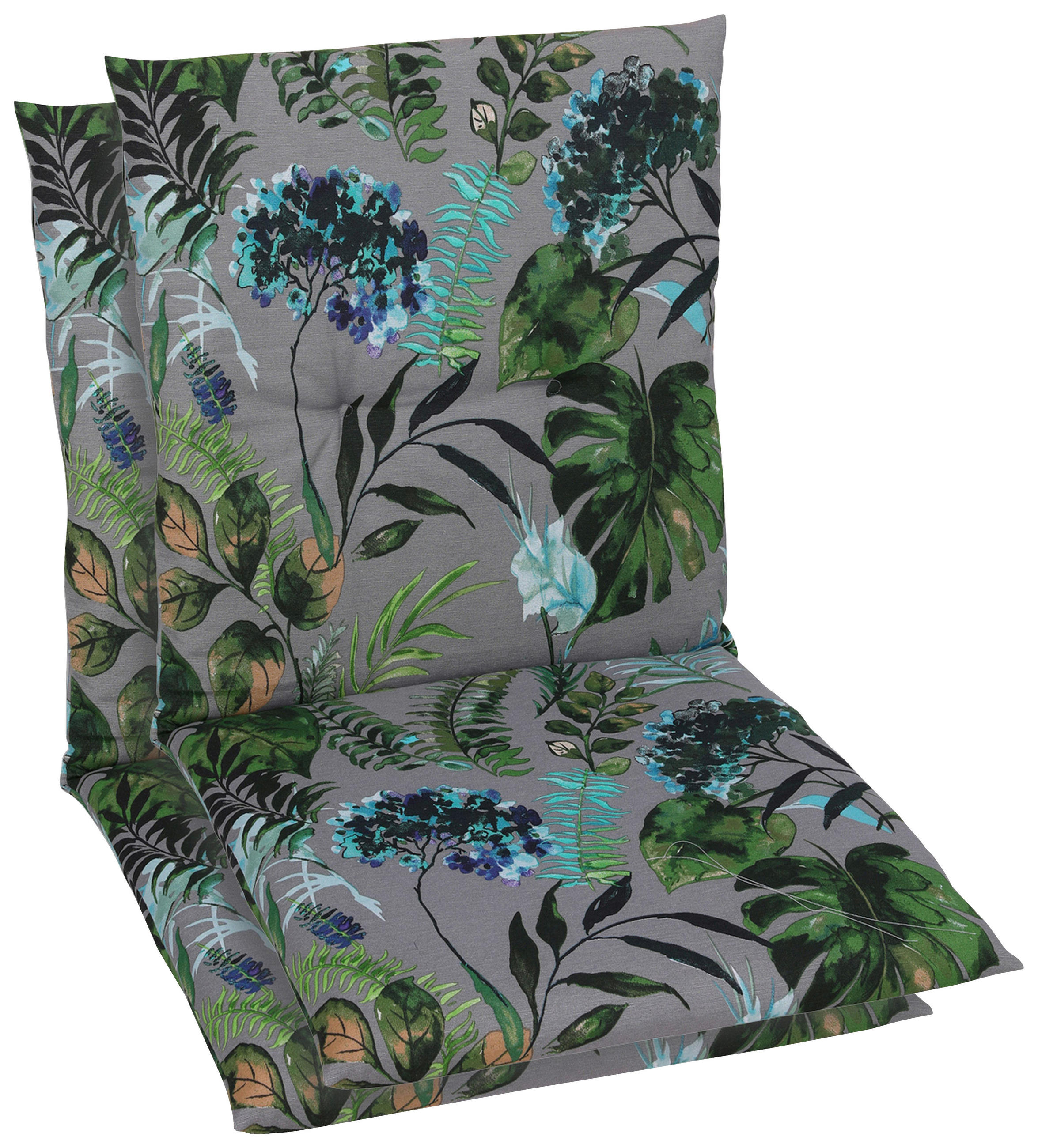 SESSELAUFLAGENSET Blätter  - Anthrazit/Grün, Basics, Textil (48/5/98cm)