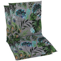 SESSELAUFLAGENSET Blätter  - Anthrazit/Grün, Basics, Textil (48/5/98cm)