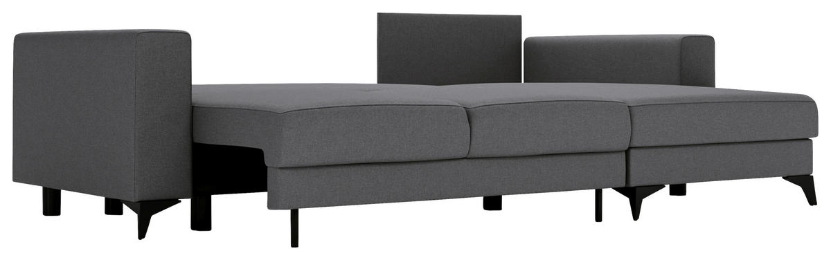 ECKSOFA in Flachgewebe Grau  - Schwarz/Grau, Design, Textil/Metall (244/156cm) - Livetastic