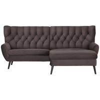 ECKSOFA Mikrofaser Braun  - Schwarz/Braun, Design, Holz/Textil (237/165cm) - Stylife