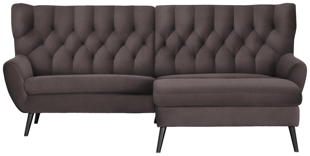 ECKSOFA Mikrofaser Braun  - Schwarz/Braun, Design, Holz/Textil (237/165cm) - Stylife