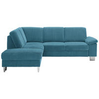 ECKSOFA in Cord Petrol  - Edelstahlfarben/Petrol, Konventionell, Textil/Metall (200/248cm) - Beldomo System