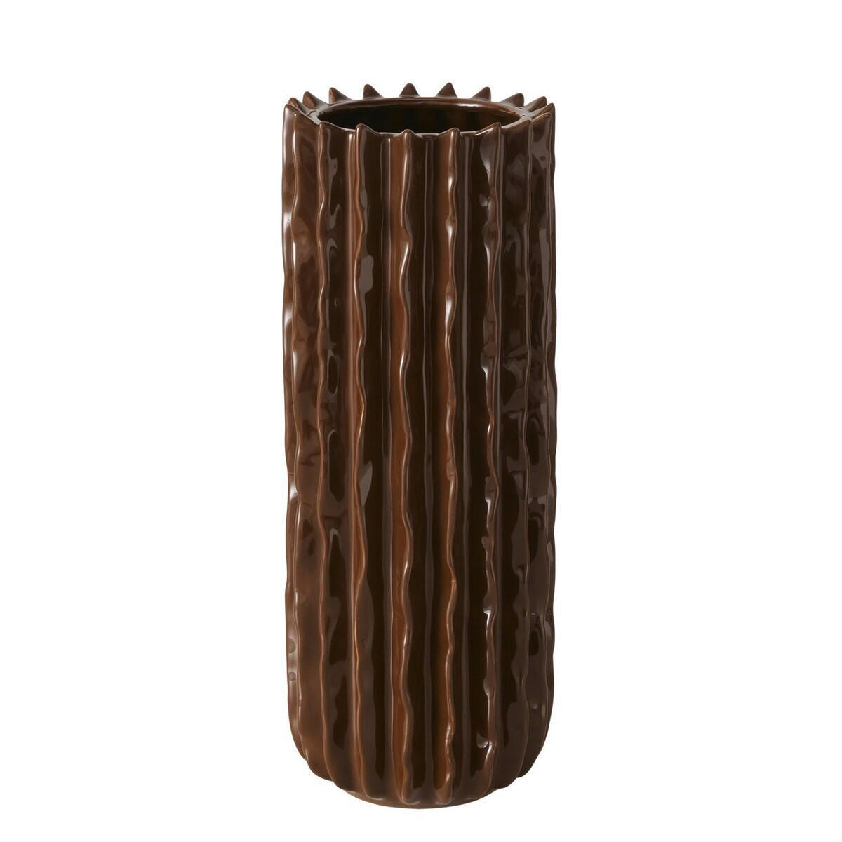 VASE  - Braun, Basics, Keramik (15,5/40cm) - Boltze Home