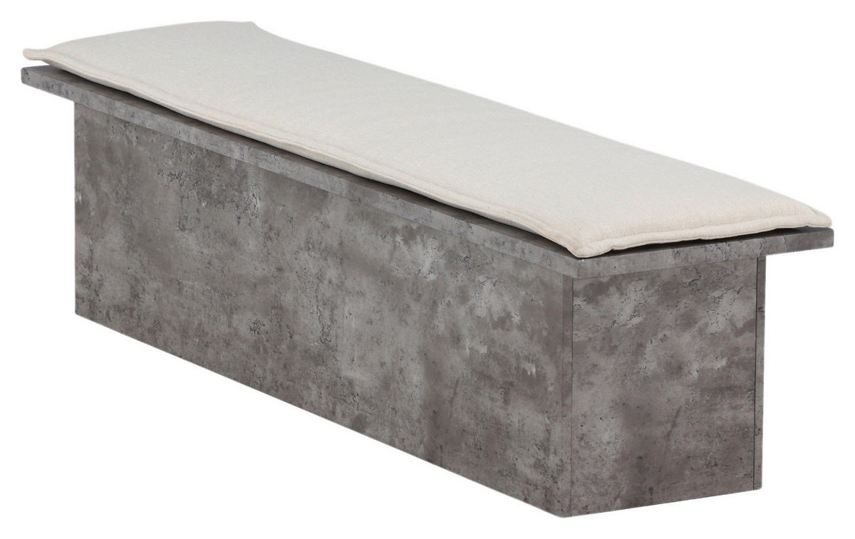 SITZBANK 160/45/40 cm Textilgeflecht Grau, Weiß furniert  - Weiß/Grau, Design, Textil (160/45/40cm) - Livetastic