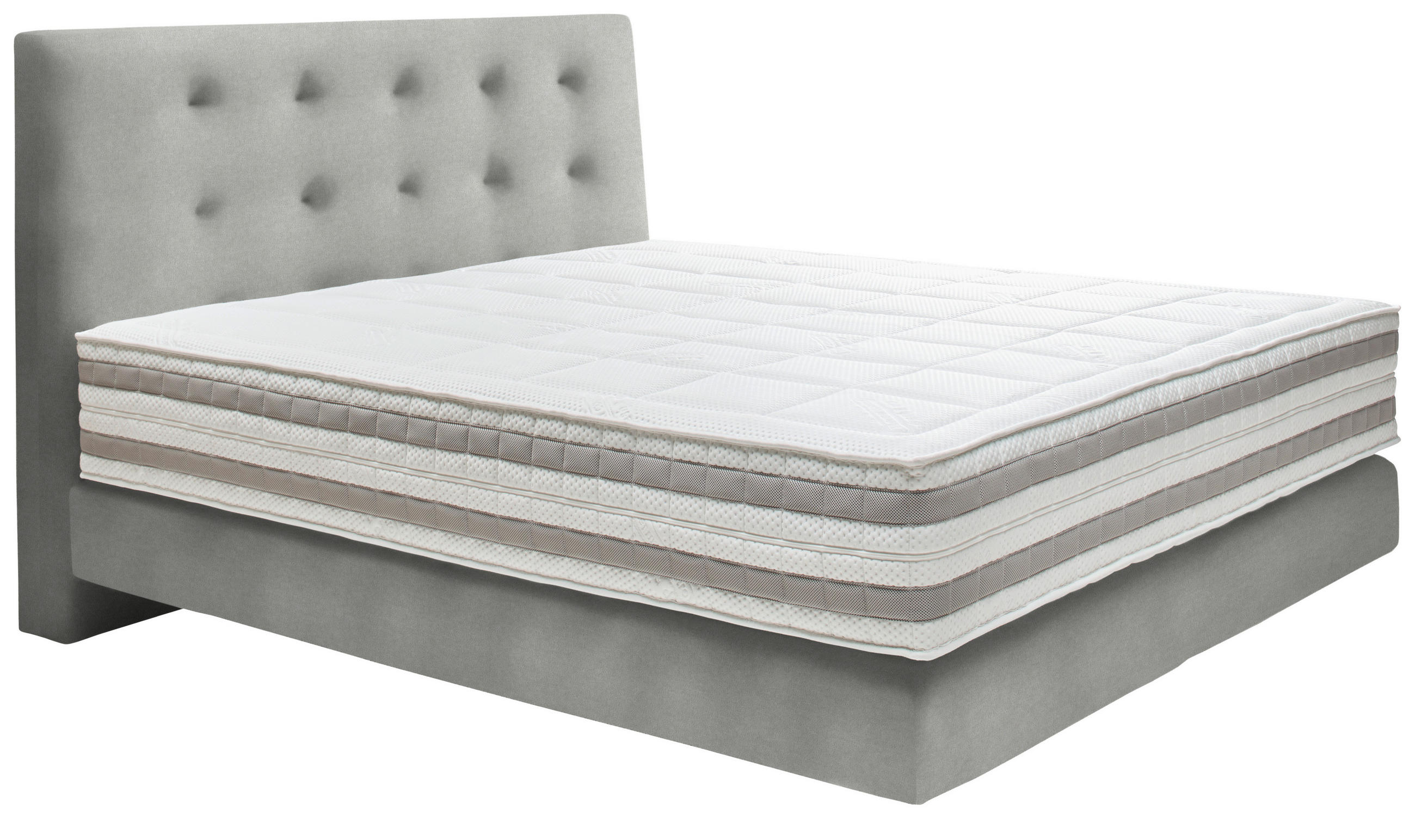 BOXSPRINGBETT 160/200 cm  in Hellgrau  - Hellgrau, KONVENTIONELL, Holz/Textil (160/200cm) - Dieter Knoll