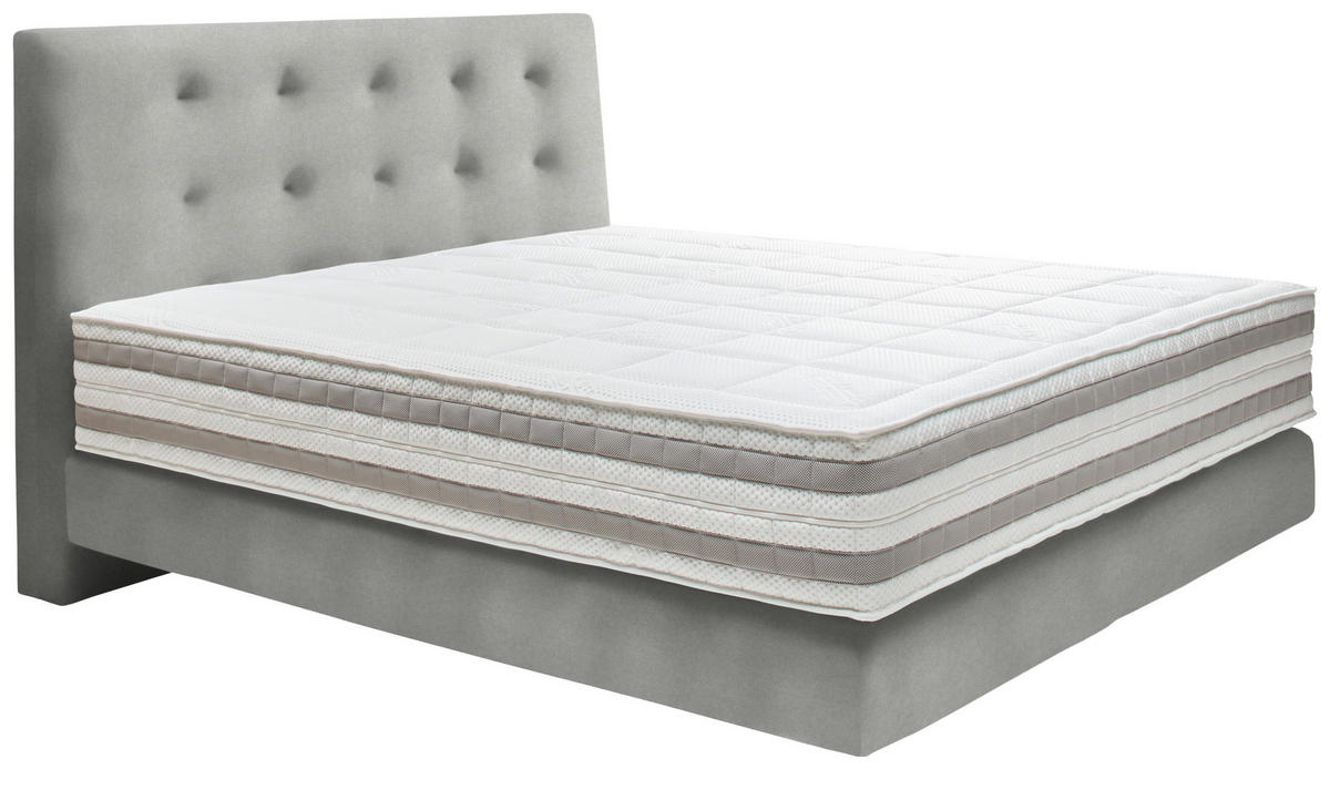 BOXSPRINGBETT 200/200 cm  in Hellgrau  - Hellgrau, KONVENTIONELL, Holz/Textil (200/200cm) - Dieter Knoll