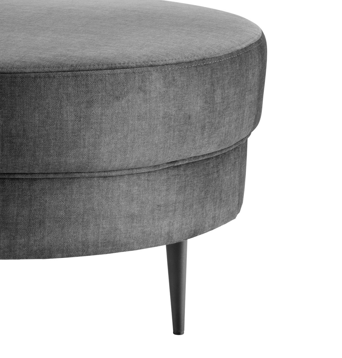 HOCKER Velours Grau  - Schwarz/Grau, MODERN, Textil/Metall (80/43/80cm) - Livetastic