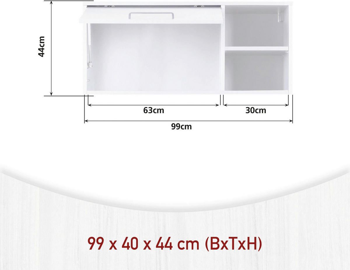 HAUSWIRTSCHAFTSRAUM 99/208/68 cm  in Weiß  - Weiß, MODERN, Holzwerkstoff (99/208/68cm) - home24
