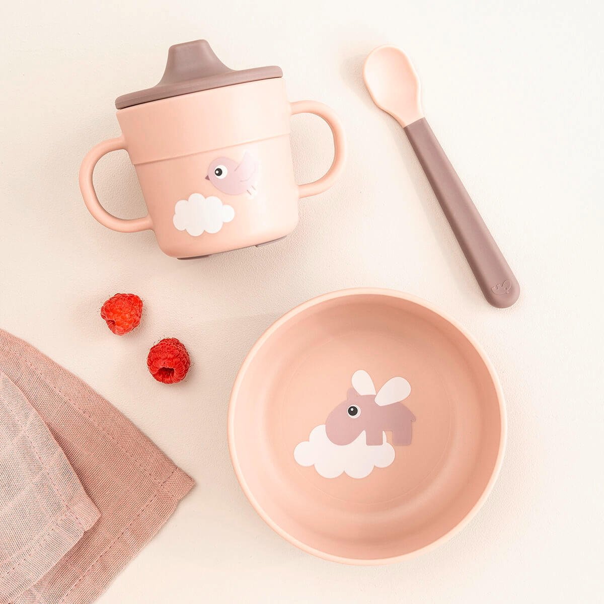 KINDERGESCHIRRSET 3-teilig  - Hellrosa, Basics, Kunststoff (26/14,50/10,50cm)