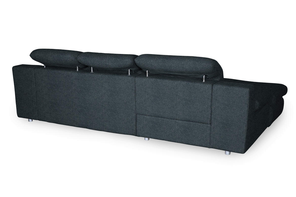 ECKSOFA in Chenille Schwarz  165/286 cm  - Chromfarben/Schwarz, Design, Textil/Metall (165/286cm) - Livetastic