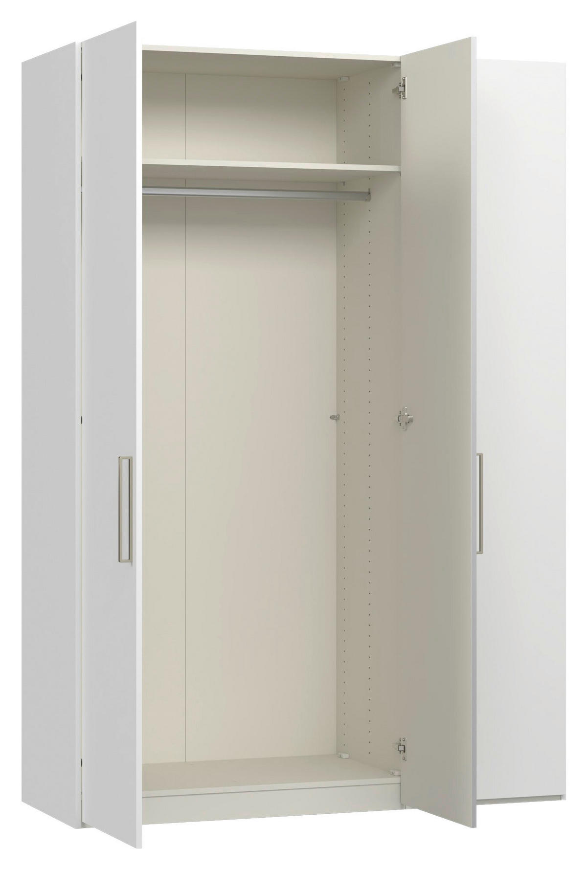 DREHTÜRENSCHRANK 152/220/59 cm,  in Weiß, 3-türig  - Edelstahlfarben/Weiß, Design, Glas/Holzwerkstoff (152/220/59cm) - Jutzler