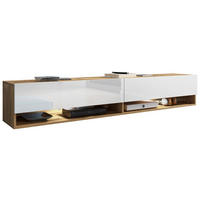 TV-BÄNK Vera II  i 180/30/32 cm  - ek Wotan/vit högglans, Lifestyle, trämaterial/plast (180/30/32cm) - P & B