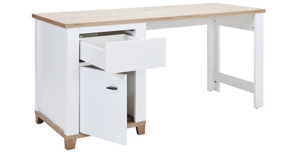 SCHREIBTISCH 160/65/80 cm in Weiß, Eiche Artisan - Graphitfarben/Weiß, KONVENTIONELL, Holzwerkstoff/Kunststoff (160/65/80cm) - Hom`in