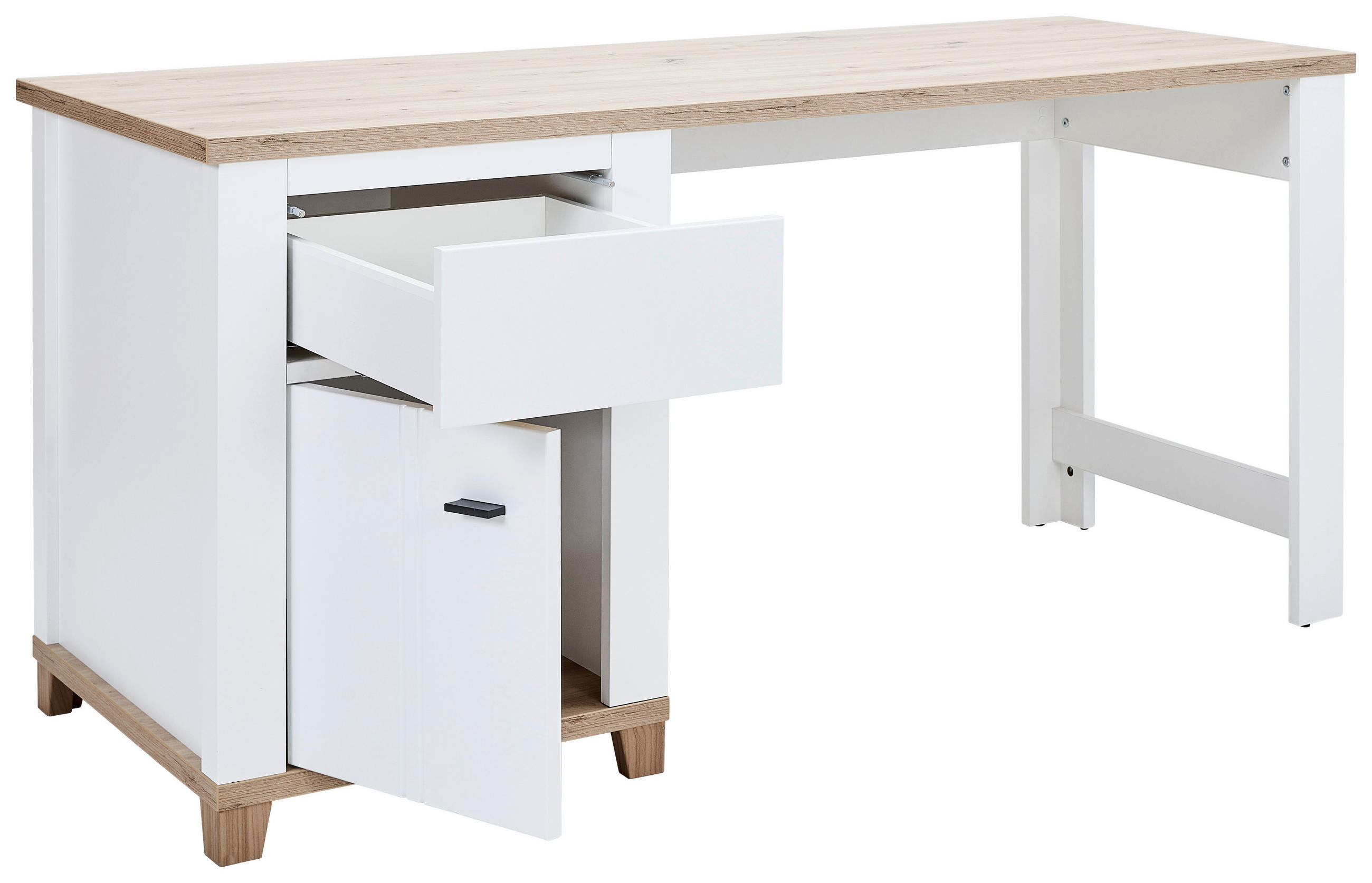 SCHREIBTISCH 160/65/80 cm  in Weiß, Eiche Artisan  - Graphitfarben/Weiß, KONVENTIONELL, Holzwerkstoff/Kunststoff (160/65/80cm) - Hom`in