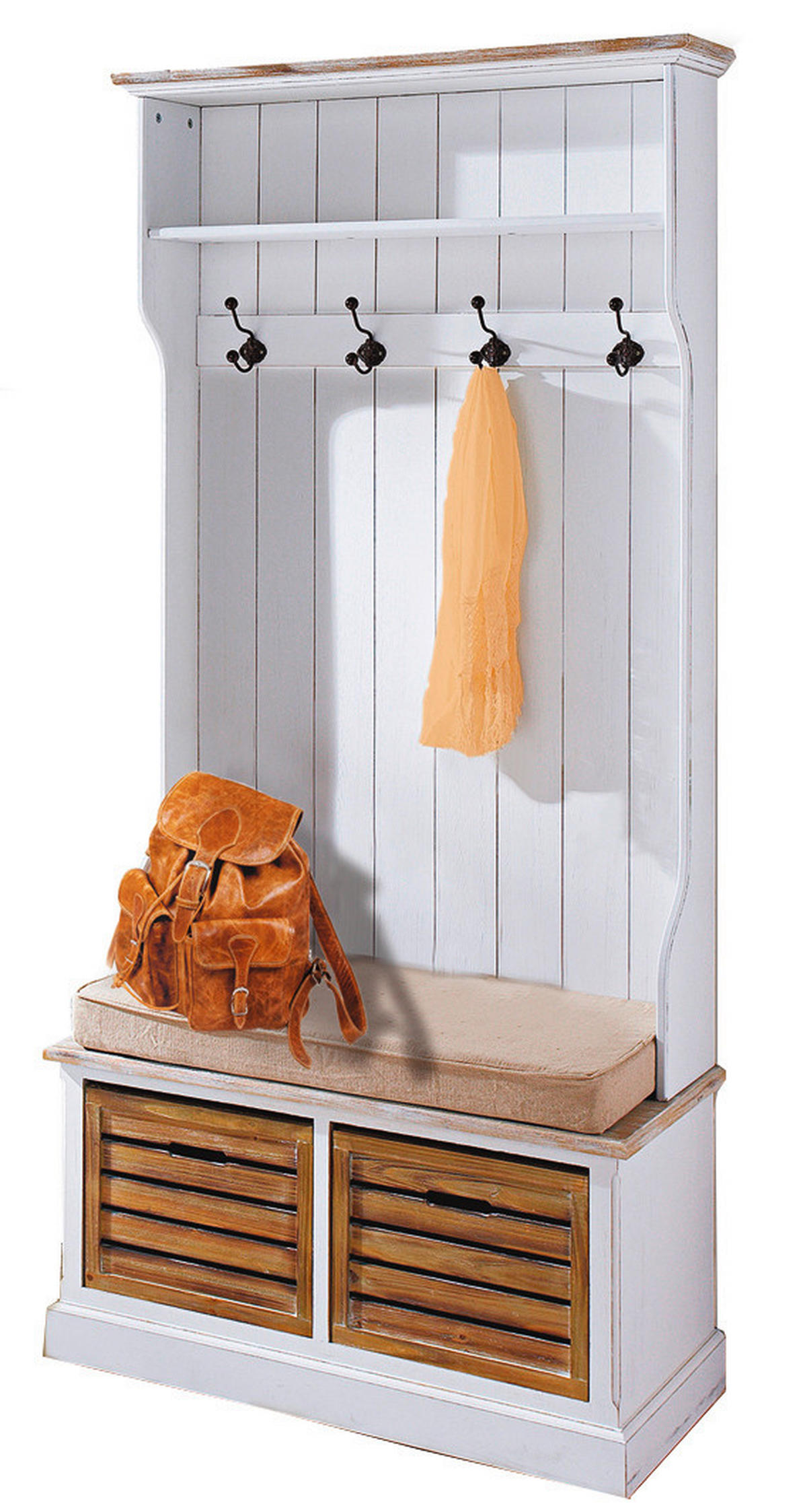 GARDEROBENBANK - Braun/Weiß, LIFESTYLE, Holz (92/189/40cm)