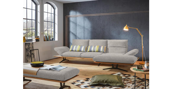 ECKSOFA in Flachgewebe Hellgrau 314/159 cm - Hellgrau/Schwarz, Design, Holz/Textil (314/159cm) - Dieter Knoll