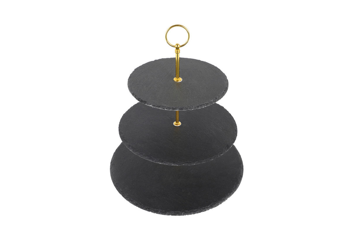 CUPCAKE-STÄNDER 3-stöckig - Goldfarben, Basics, Stein/Metall (30/25/20/35cm) - Echtwerk