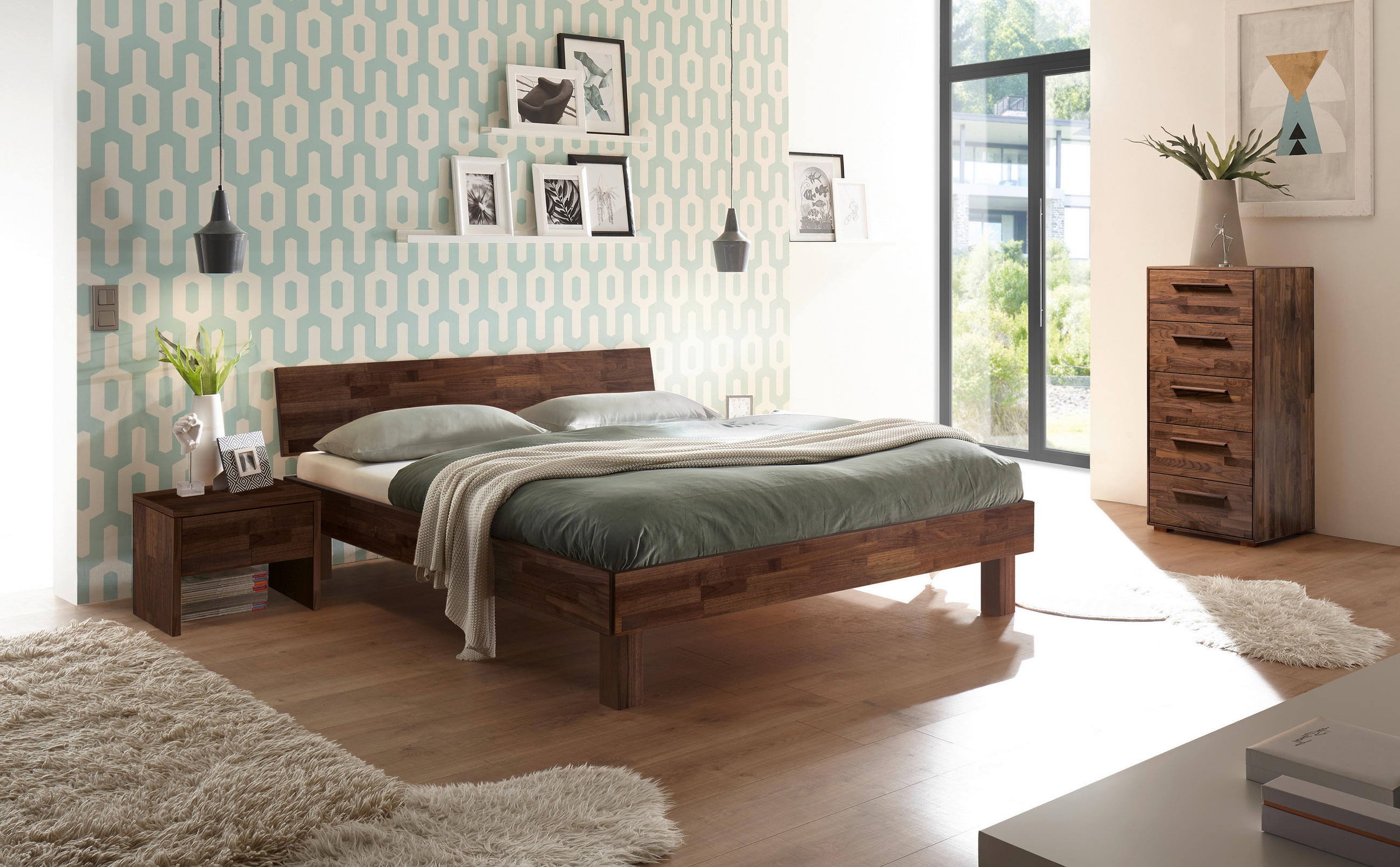 BETT 140/200 cm  in Nussbaumfarben  - Nussbaumfarben, Natur, Holz (140/200cm) - Hasena